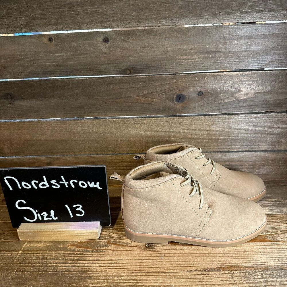 New Kids Nordstrom Rack Beige Faux Suede Chukka Ankle Boots Booties Size 13 C